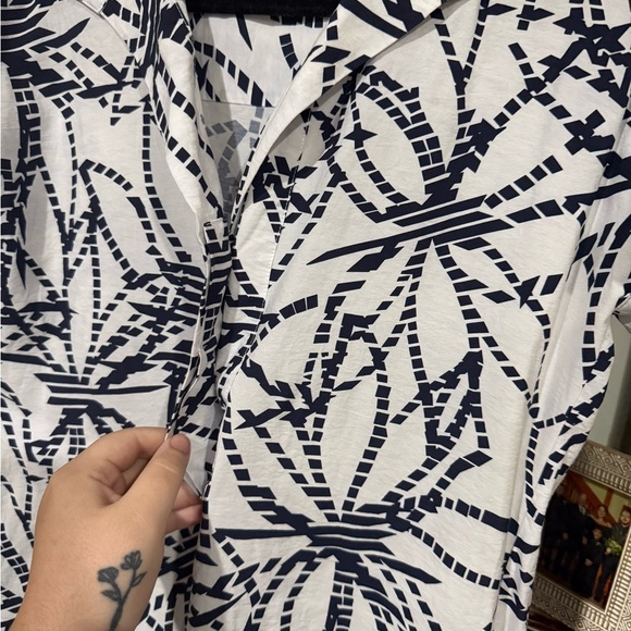 Lior Paris Elegant navy blue and White Patterned Mini Dress size small - Picture 5 of 11